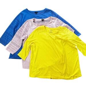 Talbots Plus Size 2X 2XP Tops Lace Sleeve Basics Layering Career Casual 3pc set